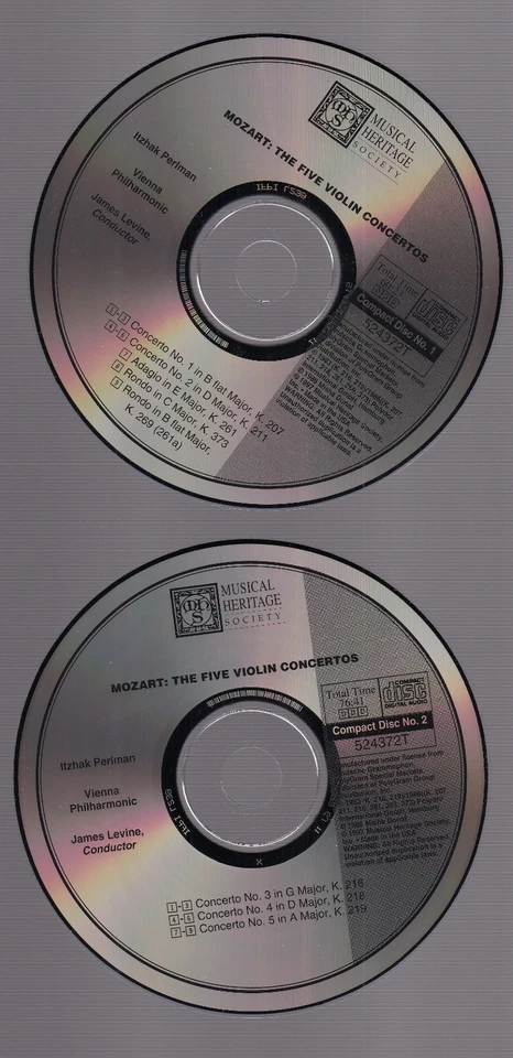 ITZHAK PERLMAN Mozart: The 5 Violin Concertos (Musical Heritage Society) 2 cds - Image 2 of 3