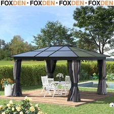 Large 3.6 x 4m Aluminium Hardtop Gazebo with Side Walls Canopy Polycarbonate Top