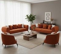 Sofagarnitur 3+3+1+1 Sitzer Wohnzimmer Orange Sofa Set LuxusmöBel