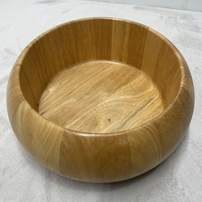 Vintage Wooden Blonde Bowl Serving Display Malaysia Boho Heavy Handmade 12.5  