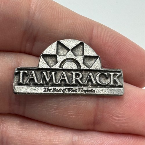 Vintage Tamarack West Virginia Sunburst Lapel Pin Pewter Souvenir Travel WV