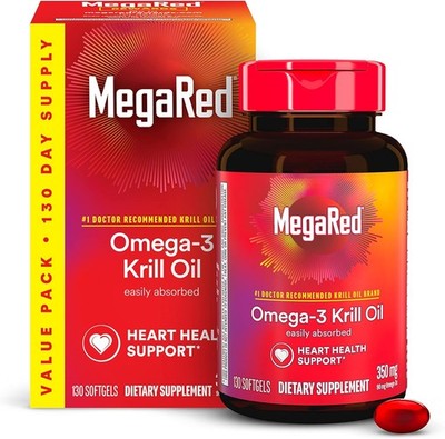 MegaRed Omega-3 Krill Oil 350mg   130 Softgels   Heart & Joint Support
