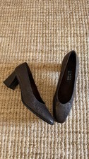 Vintage Stuart Weitzman Brown Lizard Embossed Block Heels