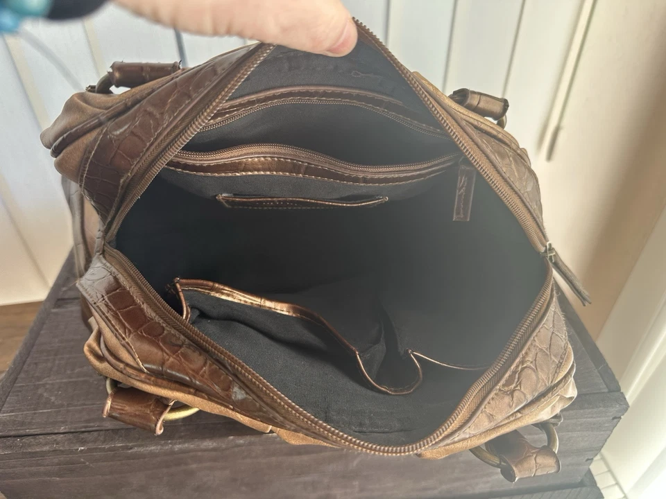 Coldwater Creek Women’s Gold Brown Double Handle Purse - Image 3 of 4