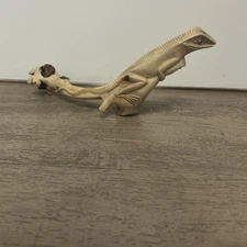 Wooden Gecko Lizard Reptile Sculpture Carved Figurine 12" In Length Folk Art