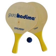 Pro Kadima Beach Paddleball Set Natural Wood Paddles  Ball 16" Medium