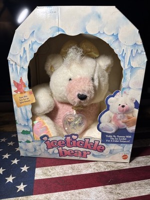 RARE Mattel Ice Tickle Bear Plush 1993 90s Kid Toy Color Changing