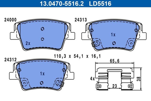 Ate Bremsbelagsatz, Scheibenbremse 13.0470-5516.2 FüR Hyundai-image
