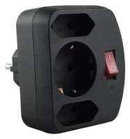 Rev 3-Fach Zwischenstecker Mehrfachstecker Adapter Schwarz 00135171 E7-5