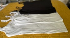 M&S Secret Support Vest Tops x4 - 2Black/2White Camisoles Size 12 Bundle READ