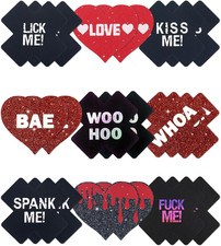 Rave Pasties with Fun Words - Cute Nipple Covers - Self-Adhesive Boob Stickers,
