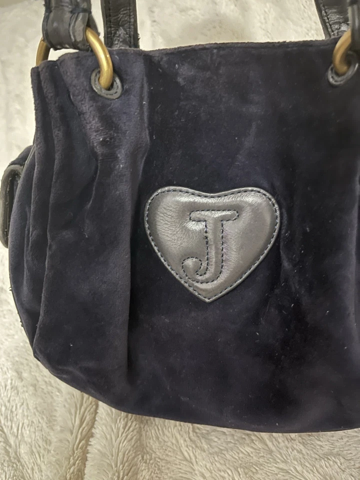 Auténtico bolso de hombro Juicy Couture de terciopelo azul (azul marino) Y2K Foto 4 de 4