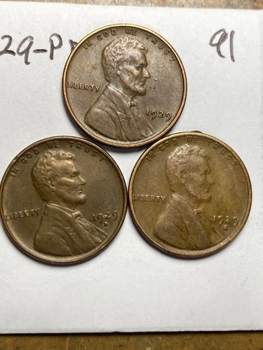 1929-PDS LINCOLN WHEAT CENT SET, "XF-AU" condition coins, set #91