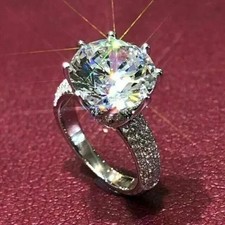 5Ct Round Cut Lab-Created Diamond 14K White Gold Plated Silver Wedding Ring