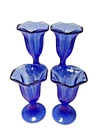 Set of 4,  Anchor Hocking Cobalt 5.5 oz. Tulip Ice Cream Parlor / Sundae Dishes