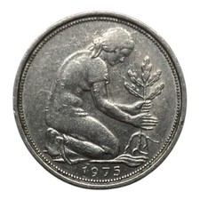 1975 Germany 50 Pfennig Coin - KM# 109