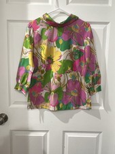 Vintage Handmade 60/70s S/M Tunic 3/4 sleeve, cowl like collar  zipper in rear