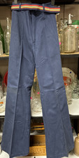 VTG 60's Blue FLARE BELL BOTTOM PANTS w/Belt by Gabe Casuals L.T.D Size 9/10 NWT