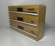 New Bamboo Plastic Wrap Wax Paper Foil Dispenser Organizer Cutter by Corvanta