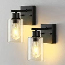 2Pack Wall Sconces for Bathroom, Matte Black Vanity Lights, Modern Wall Light...