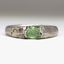 Raw Peridot Ring 925 Sterling Silver Band Rin...