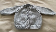 Hand Knitted  Pale Grey Baby Cardigan 0-3 Months