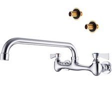 Commercial Sink Faucet with 12 Swivel Spout Polish Chrome Utility Sink Fauce...