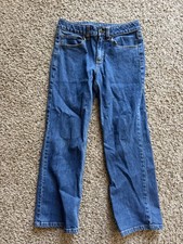 Carhartt Boys Blue Denim Jeans Adjustable Waist Size 10 Straight Leg 22 Inseam