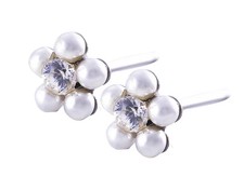 Studex Sterilized daisy white pearl piercing Studs. New.. surgical steel