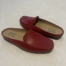 MJNY Marc Joseph New York Briarwood Ct Red Leather Mules Flat Moc Loafer Size 9