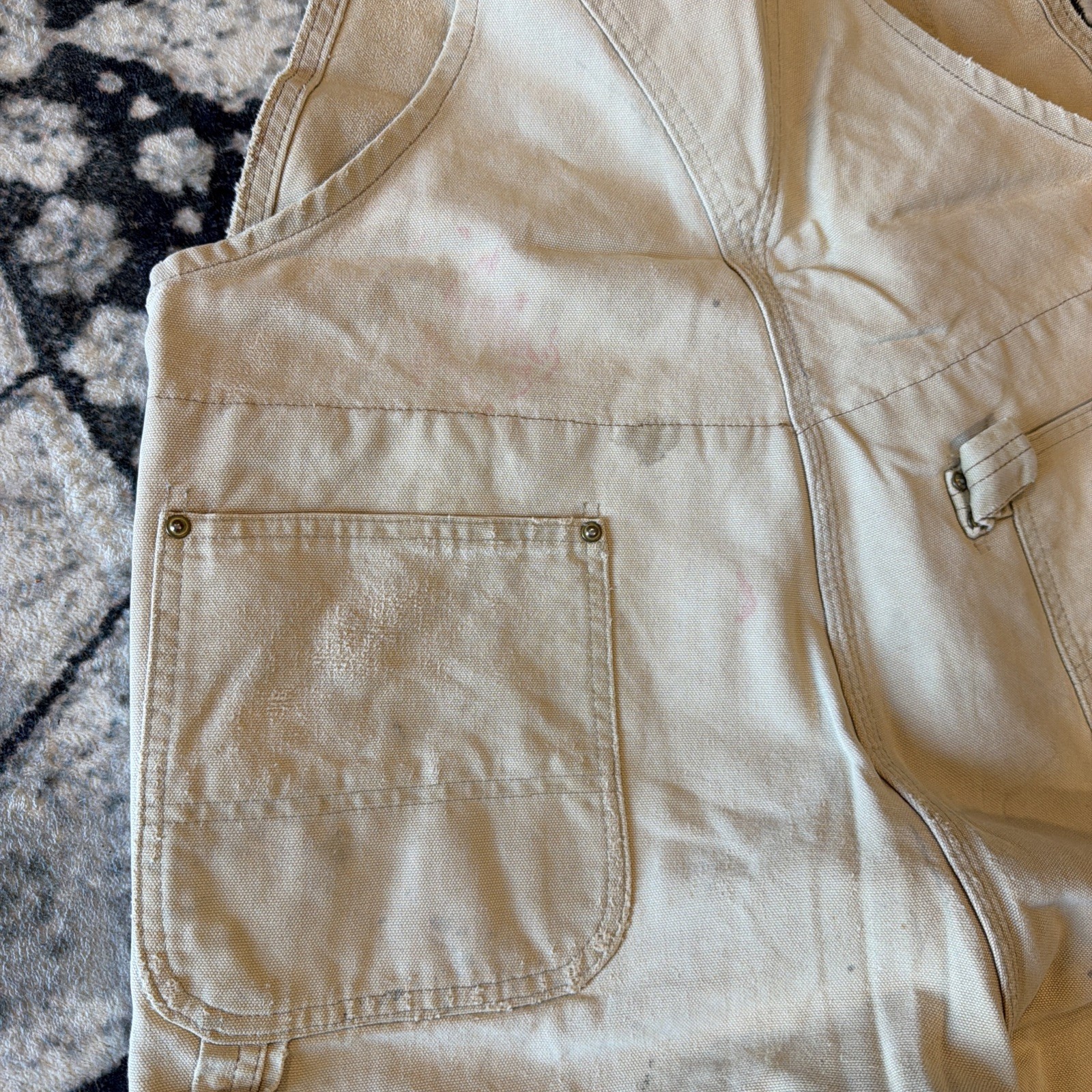 Vintage Carhartt Overalls RED Quilt Lined 38x30 Union Made USA Distressed Look thumbnail 15