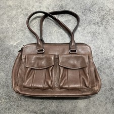 Fossil Y2K Rich Brown Leather Dual-Pocket Shoulder Bag 3 Compartments Vintage