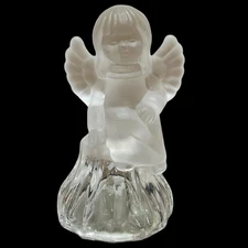 Vintage Angel Dinner Bell Lead Crystal Frosted and Clear Chimes