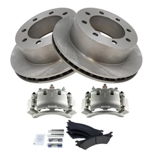 Rear Semi Metallic Brake Pad, Rotor & Caliper Kit for Ford E350 E250 Van