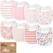 8-Pack Organic Baby Bibs for Boys, Girls - Soft Cotton 12"x 8", Sweet Charm