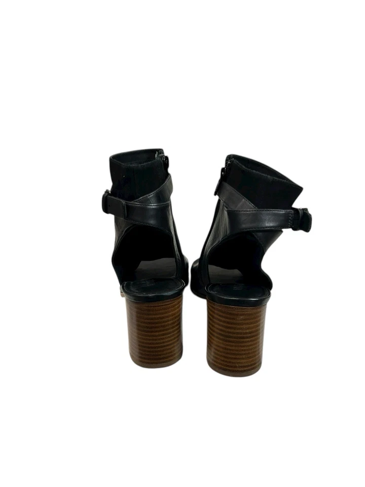 Vince Jane Leather Peep-Toe Buckle Bootie 2.8" Heel Size 9.5 - Image 3 of 4