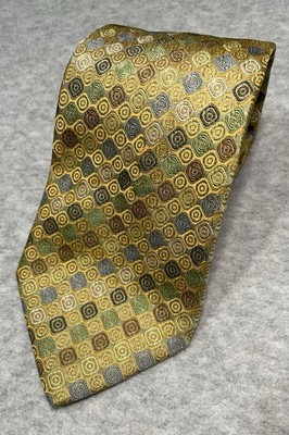 La Vita Di Moda 100% Silk Men s Tie Gold Tones Geometric 61 x 4 