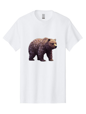 Leafy-Bear Mens Graphic Tee, 100% Cotton, Casual Summer Wear