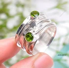 Peridot Gemstone Spinner Ring: 925 Sterling Silver Boho Band Ring  All Size