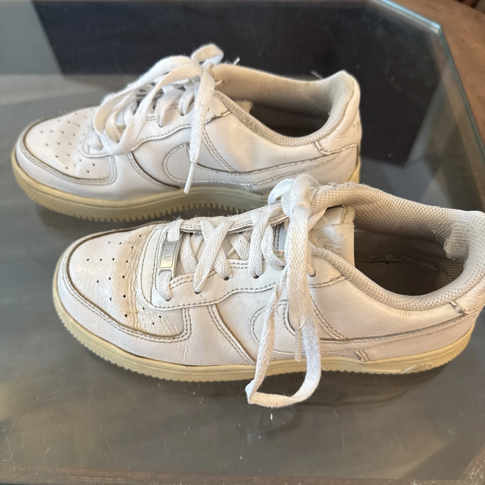 NIKE AIR FORCE 1 AF1 314192 117 Triple White Sneakers Ragazzo Taglia 4 5