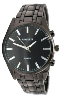 GOLDLIS Herren Armband Uhr Quarz Analog Gold Farben Freizeit Keramik Look NEU