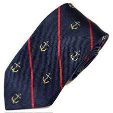 J Crew Tie Slim Skinny Blue Anchor Nautical Stylish Skinny Preppy Dapper Cool