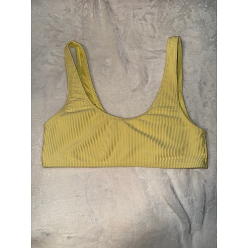 Frankies Bikinis Yellow Connor Luxe Ribbed Scoop Bikini Top