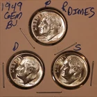 1949 P D S Roosevelt Dimes! GEM BU!  490438