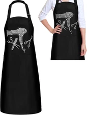 Hair Stylist Apron Hairstylist Salon Apron with Rhinestone Tools and 3 Pockets H