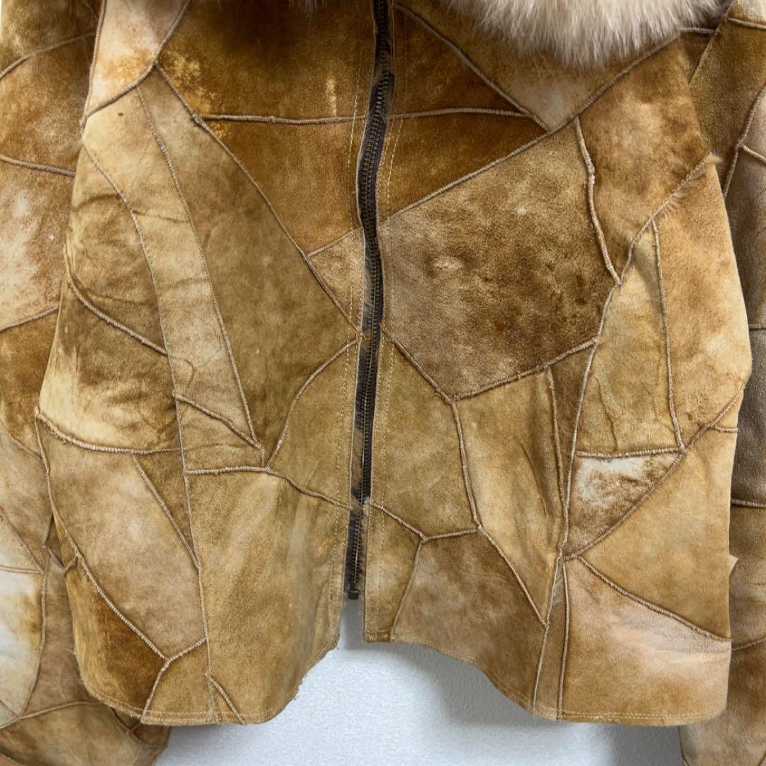 Vintage Leather Patchwork Jacket M Fur Shearling … - image 6