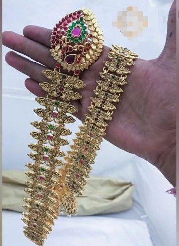 Indian Gold Plated Bollywood Style Hair Accessories Maggam Jada Bila Jewelry Set - Picture 5 of 6