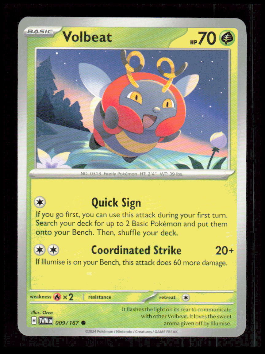 Volbeat 009/167 SV06: Twilight Masquerade Pokemon tcg Card CB-1-9-C-30