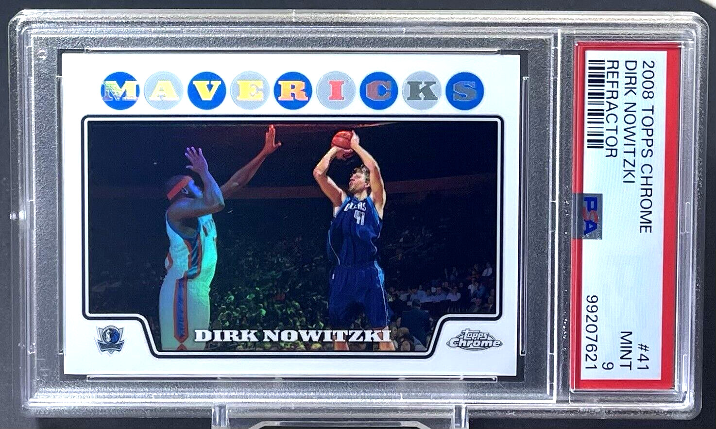 Dirk Nowitzki 2008-09 Topps Chrome #41 Refractor Mavericks HOF PSA 9 Mint