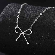 Bowknot Pendant Necklace for Women Girls Stainless Steel Delicate Simple Chain